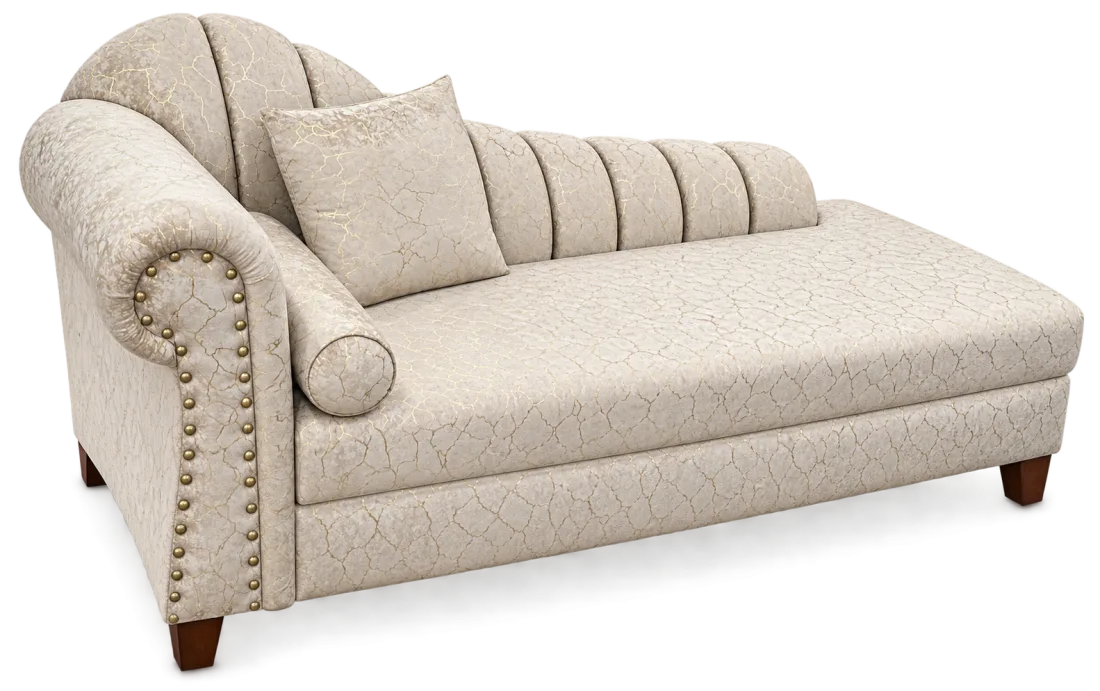 Ivory sofa with patterned upholstery and studded rolled arms from the Priceless furniture collection