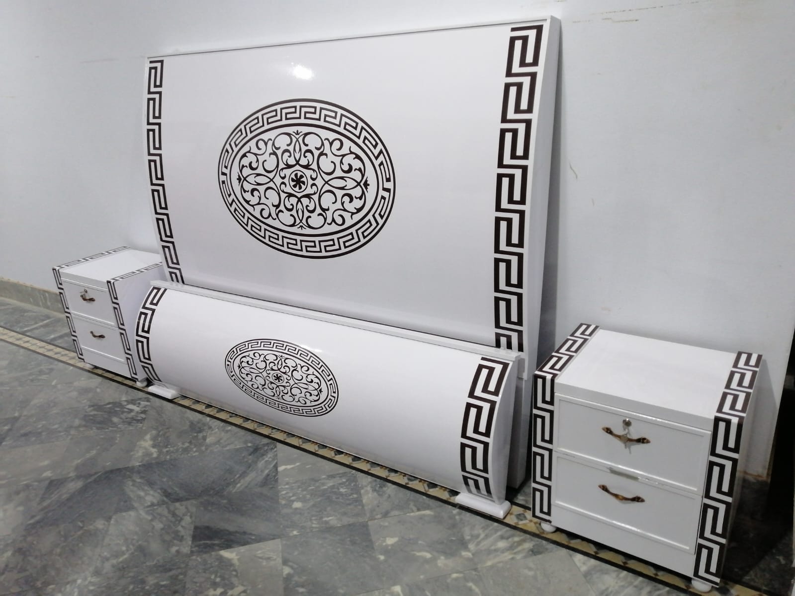 White Medallion Bed Panels — main view from the supplied Priceless collection