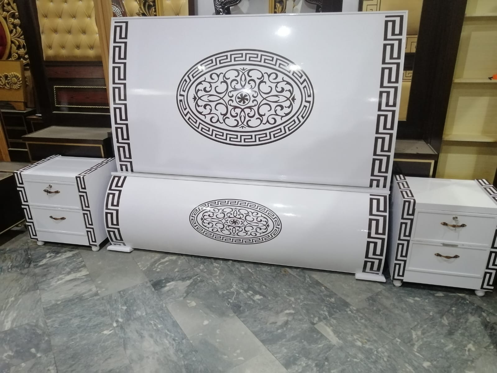 White Medallion Bed Panels — additional view from the supplied Priceless collection