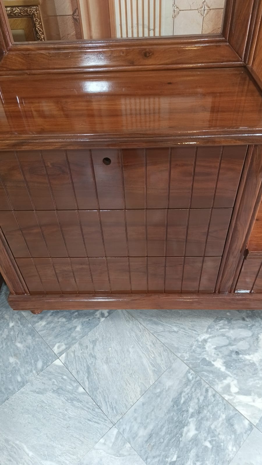 Warm Brown Grid-Panel Bedside Cabinet — additional view from the supplied Priceless collection