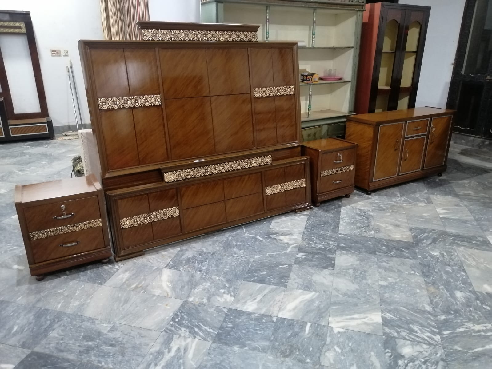 Warm Brown Floral-Band Bed Panels — main view from the supplied Priceless collection