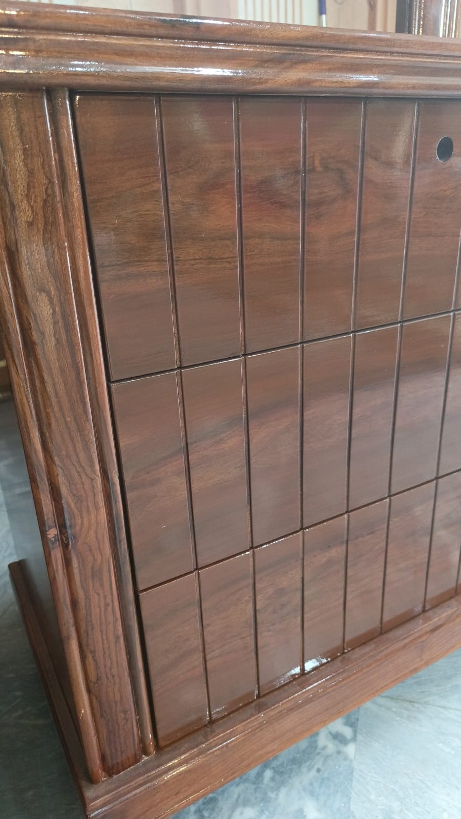 Warm Brown Grid-Panel Bedside Cabinet — additional view from the supplied Priceless collection