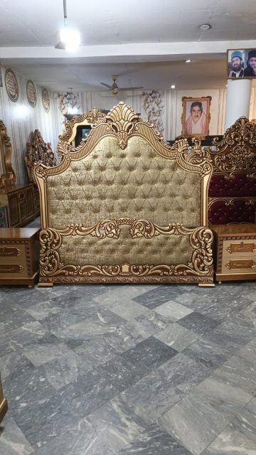Champagne Shell-Crest Tufted Bed Panels — main view from the supplied Priceless collection