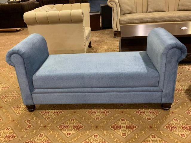 Powder Blue Backless Settee — main view from the supplied Priceless collection