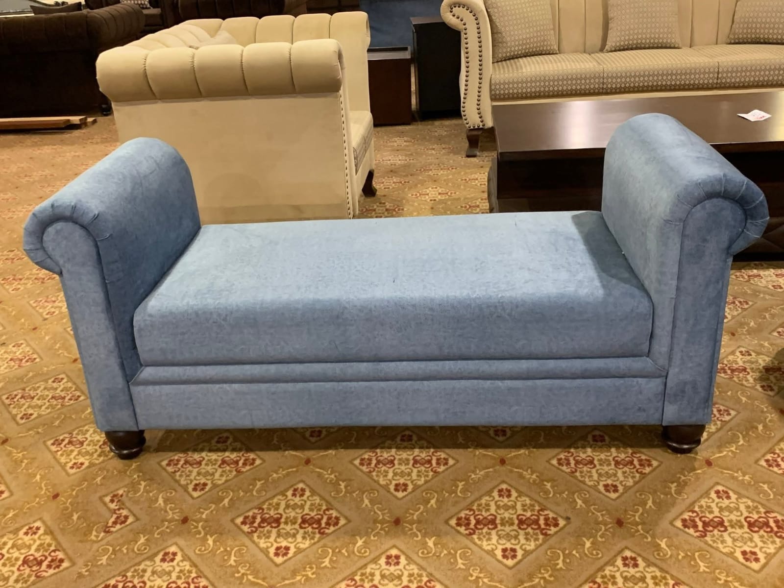 Powder Blue Backless Settee — main view from the supplied Priceless collection