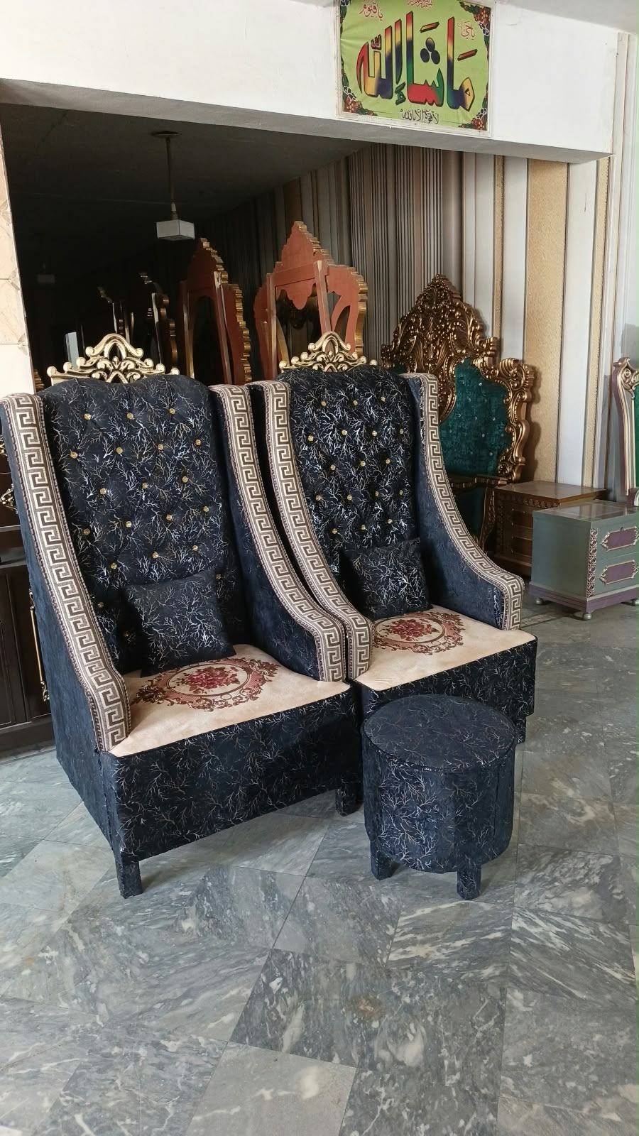 Black Patterned High-Back Accent Chair — additional view from the supplied Priceless collection