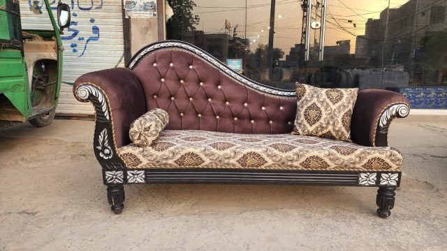 Burgundy Wave-Back Accent Sofa — main view from the supplied Priceless collection