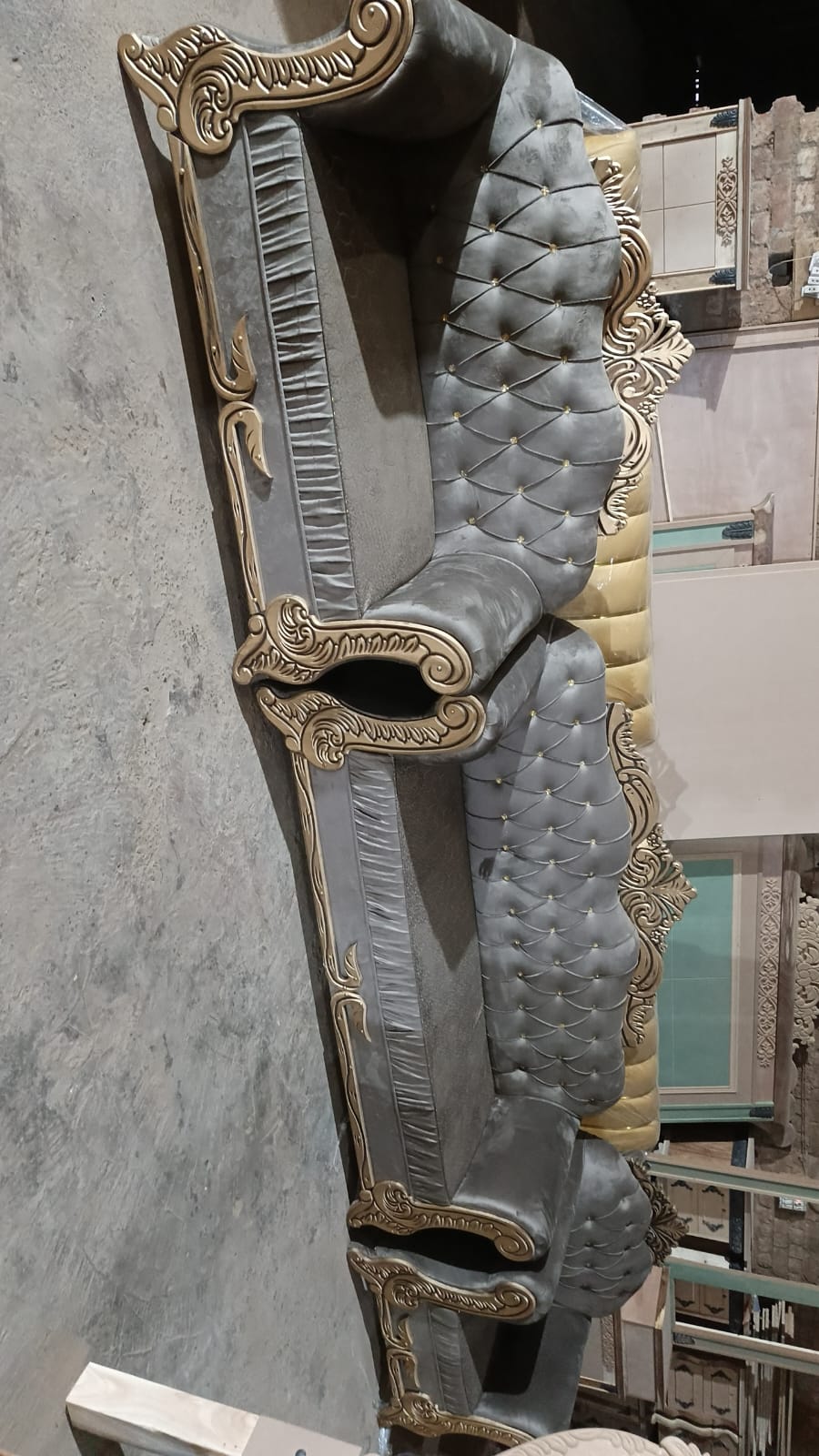 Grey Tufted Scroll-Frame Sofa — main view from the supplied Priceless collection
