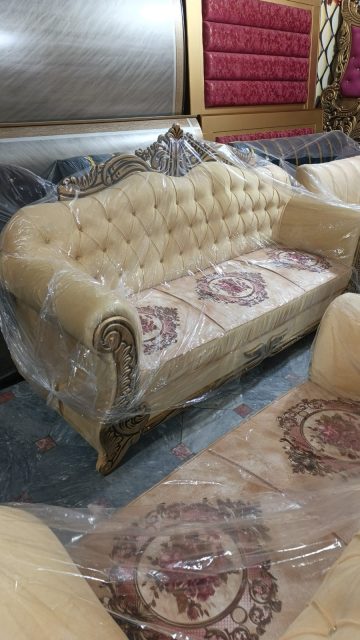 Cream Tufted Scroll-Frame Sofa — main view from the supplied Priceless collection