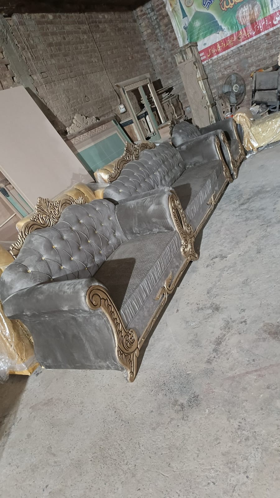 Grey Tufted Scroll-Frame Sofa — additional view from the supplied Priceless collection