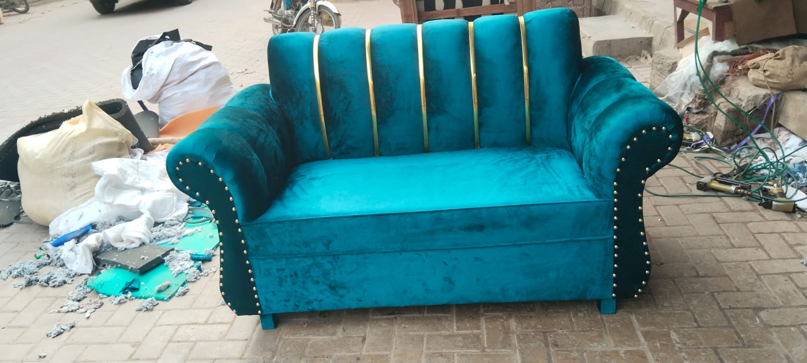 Teal Channel-Back Sofa — main view from the supplied Priceless collection
